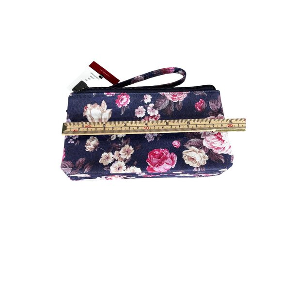 Mundi Stuff It Floral Wristlet Wallet With 3 Zip Compartments & Removable Card C - Picture 6 of 7